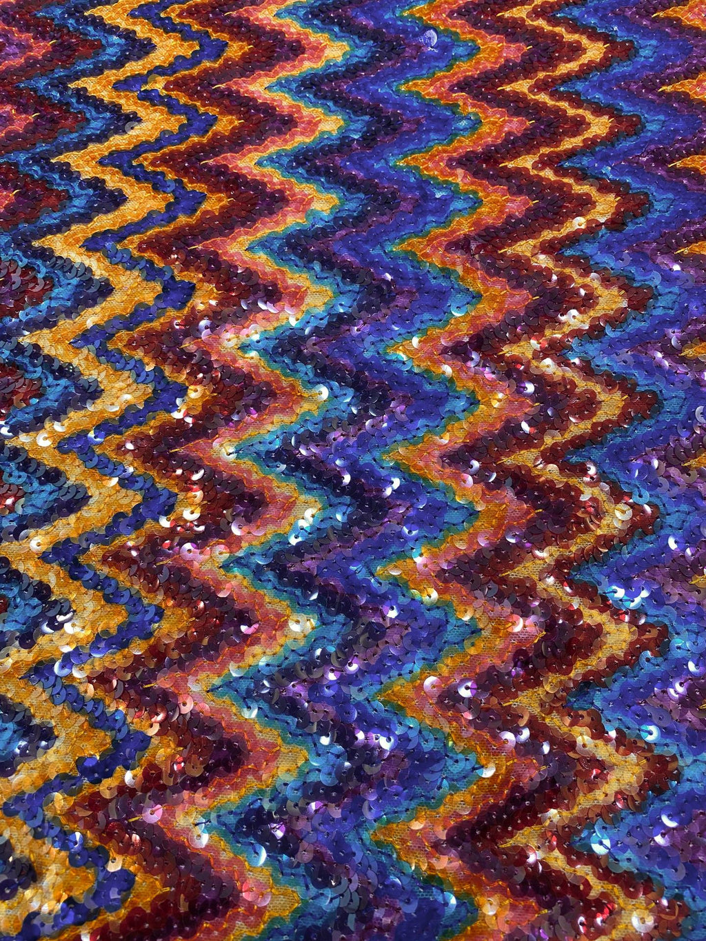 Multicolor Wave Sequin Embroidered Stretch Mesh Fabric — fabric photo 5
