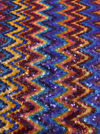 Multicolor Wave Sequin Embroidered Stretch Mesh Fabric — fabric photo 5