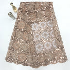 Double-Bead Embroidery with Scattered 3/5 mm Sequins — fabric photo 3