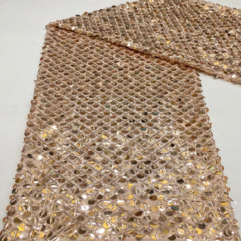 Chiffon with 3mm & 12mm Leaf Sequins — fabric photo 5