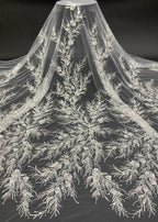 3D Oversized Floral Bead Sequin Gown Fabric — fabric photo 3
