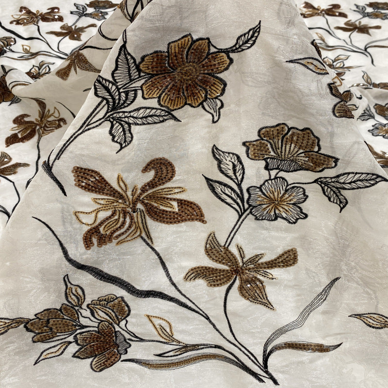 Printed Floral Sequin Embroidered Organza — fabric photo 3