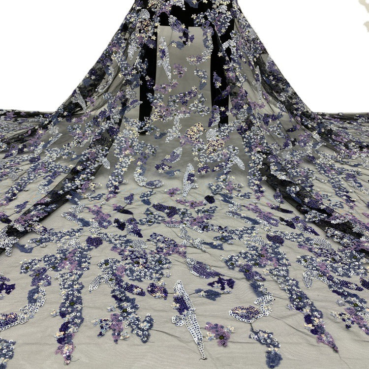 Multicolor 2/3/4/5 mm Layered Sequin Embroidered Tulle Mesh Fabric – Design 52287