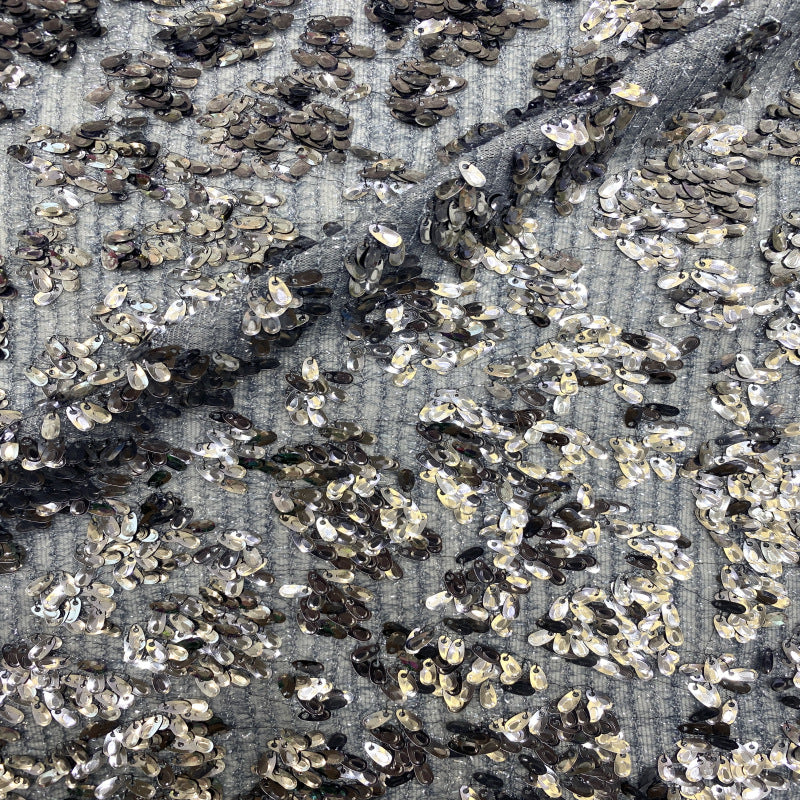 Textured Yarn Leaf Sequin Embroidery Fabric — fabric photo 5