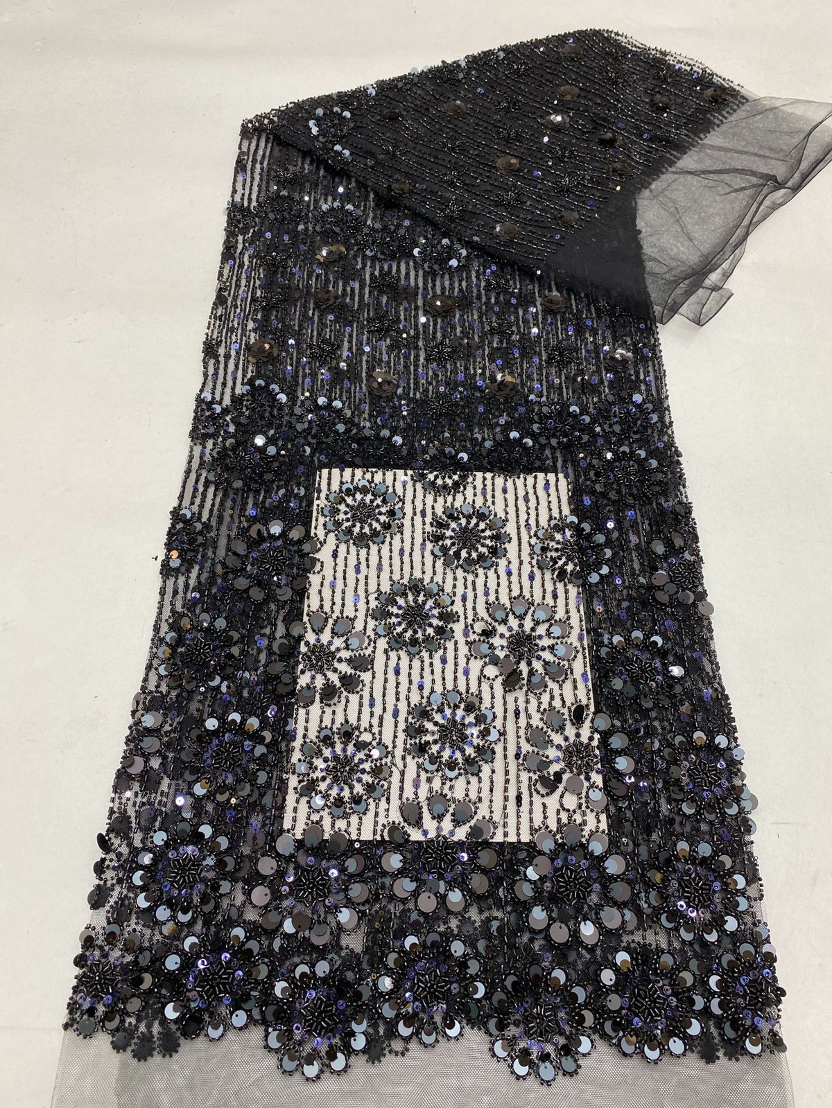 Heavy Bugle Bead & Mixed Sequin Bridal Fabric - Style 60972 — fabric photo 6