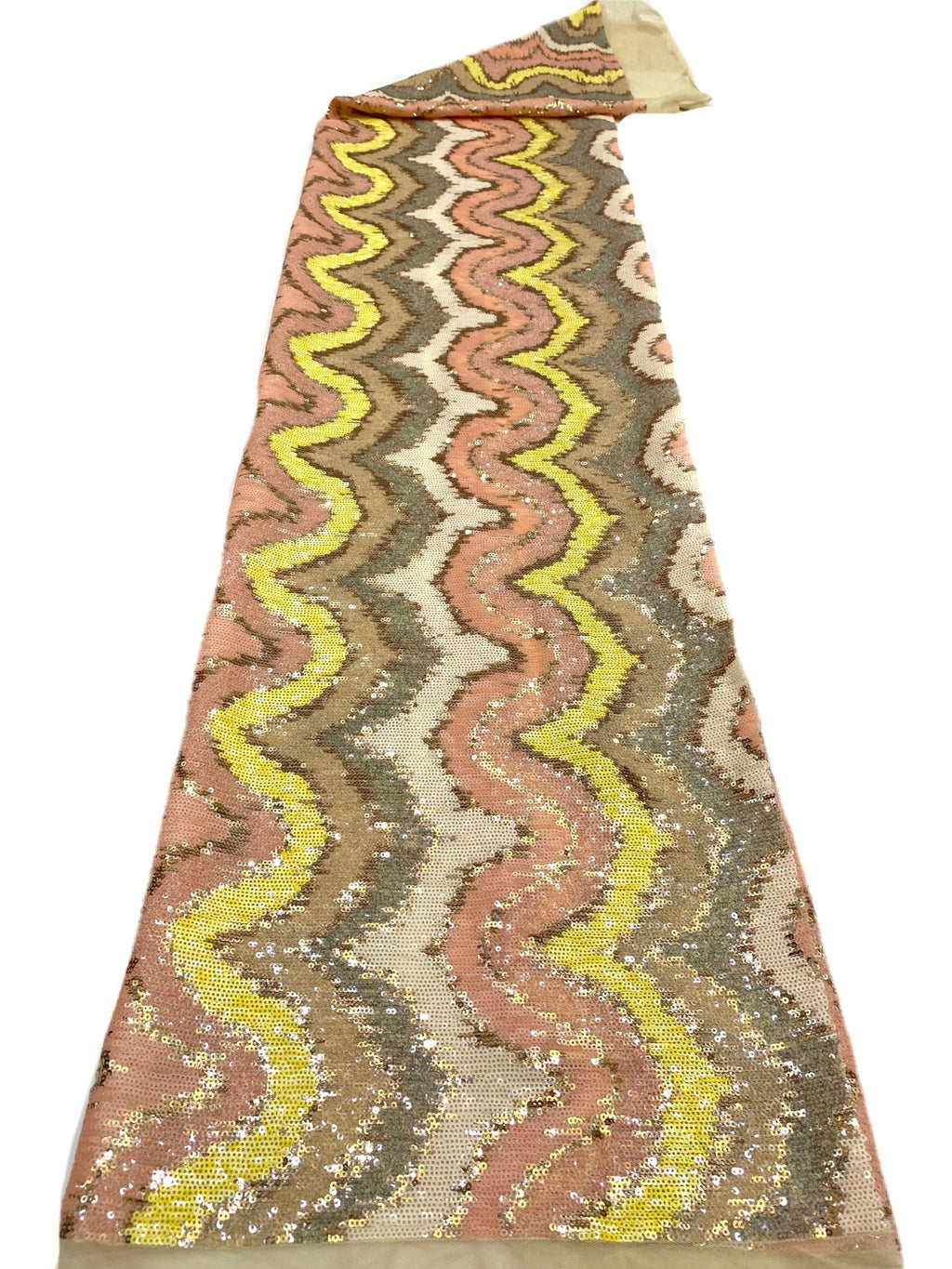 Multicolor Wave 3 mm Sequin Embroidered Bridal Fabric — fabric photo 6