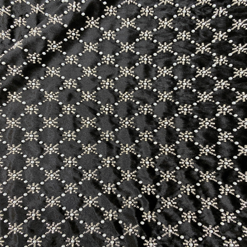 Velvet Diamond Motif Foam Bead Embroidery Fabric — fabric photo 2