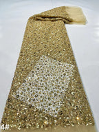 Dense Bead & 3/5mm Sequin Gown Fabric — fabric photo 3