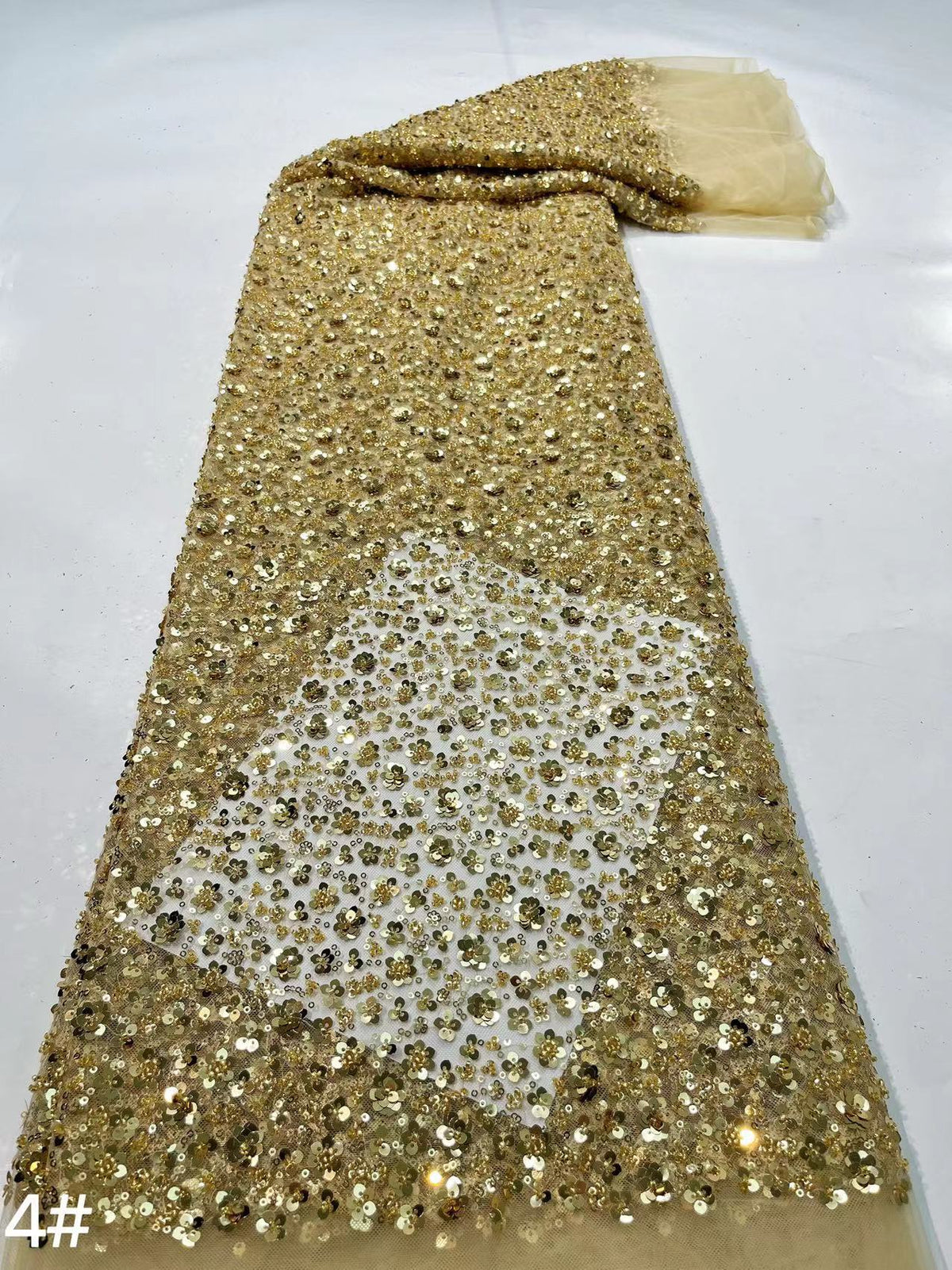 Dense Bead & 3/5mm Sequin Gown Fabric — fabric photo 3