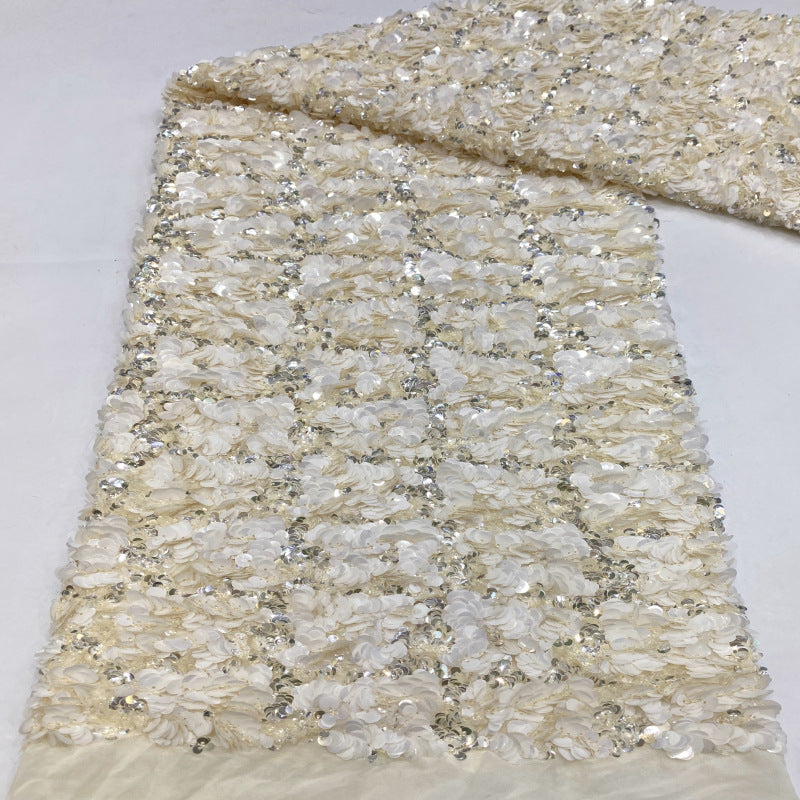 Dense Multisize Sequin Embroidered Chiffon