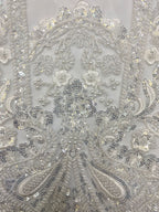 Heavy Bugle Foam Bead Sequin Wedding Fabric — fabric photo 5