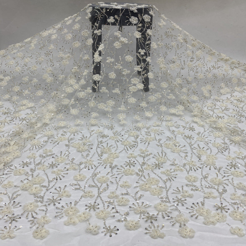 Botanical Sequin Embroidered Bridal Fabric – Design 52831