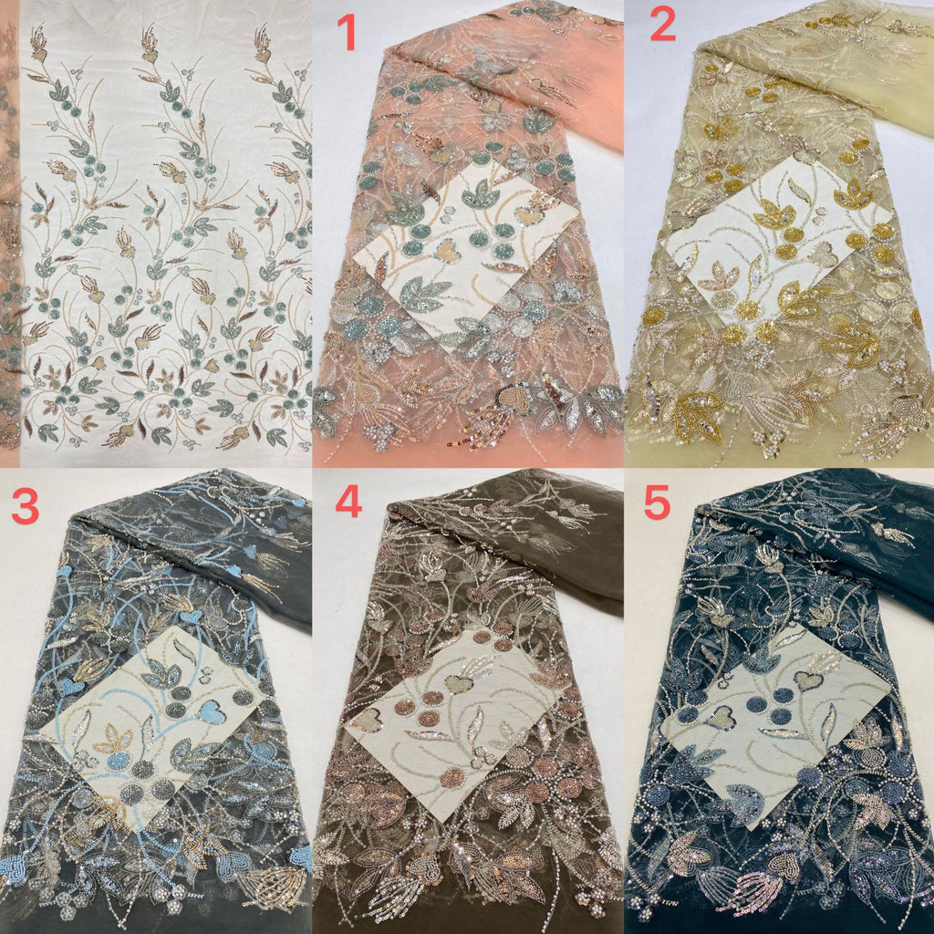 Sequin & Bugle-Bead Embroidered Bridal Fabric – Design 57727