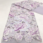 Botanical Laser-Cut Bead and Sequin Embroidered Fabric — fabric photo 4