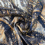 Contrast Wave Bugle Bead & Sequin Embroidered Mesh – Per Yard — fabric photo 2