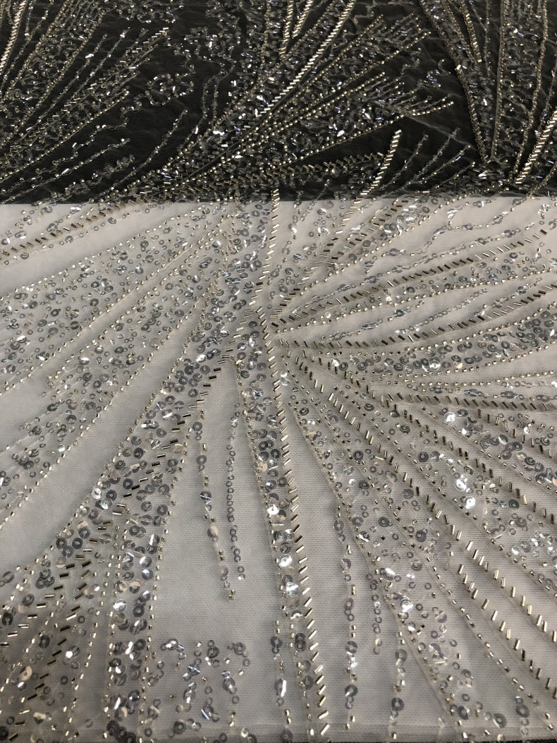 Bugle Bead & 3/5mm Sequin Bridal Fabric — fabric photo 3