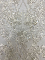 Symmetrical Floral Bead & Sequin Fabric — fabric photo 5
