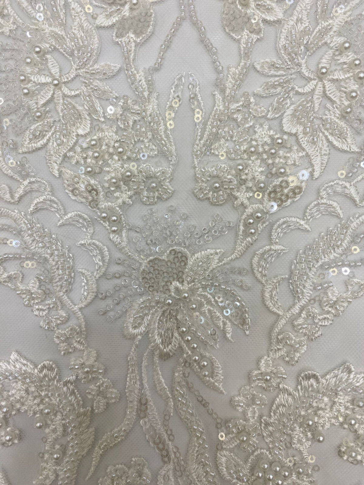 Symmetrical Floral Bead & Sequin Fabric — fabric photo 5