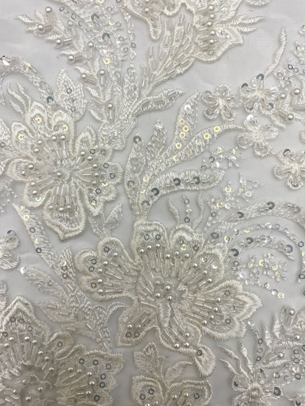 Symmetrical Bugle Bead & 3/4mm Sequin Fabric — fabric photo 5