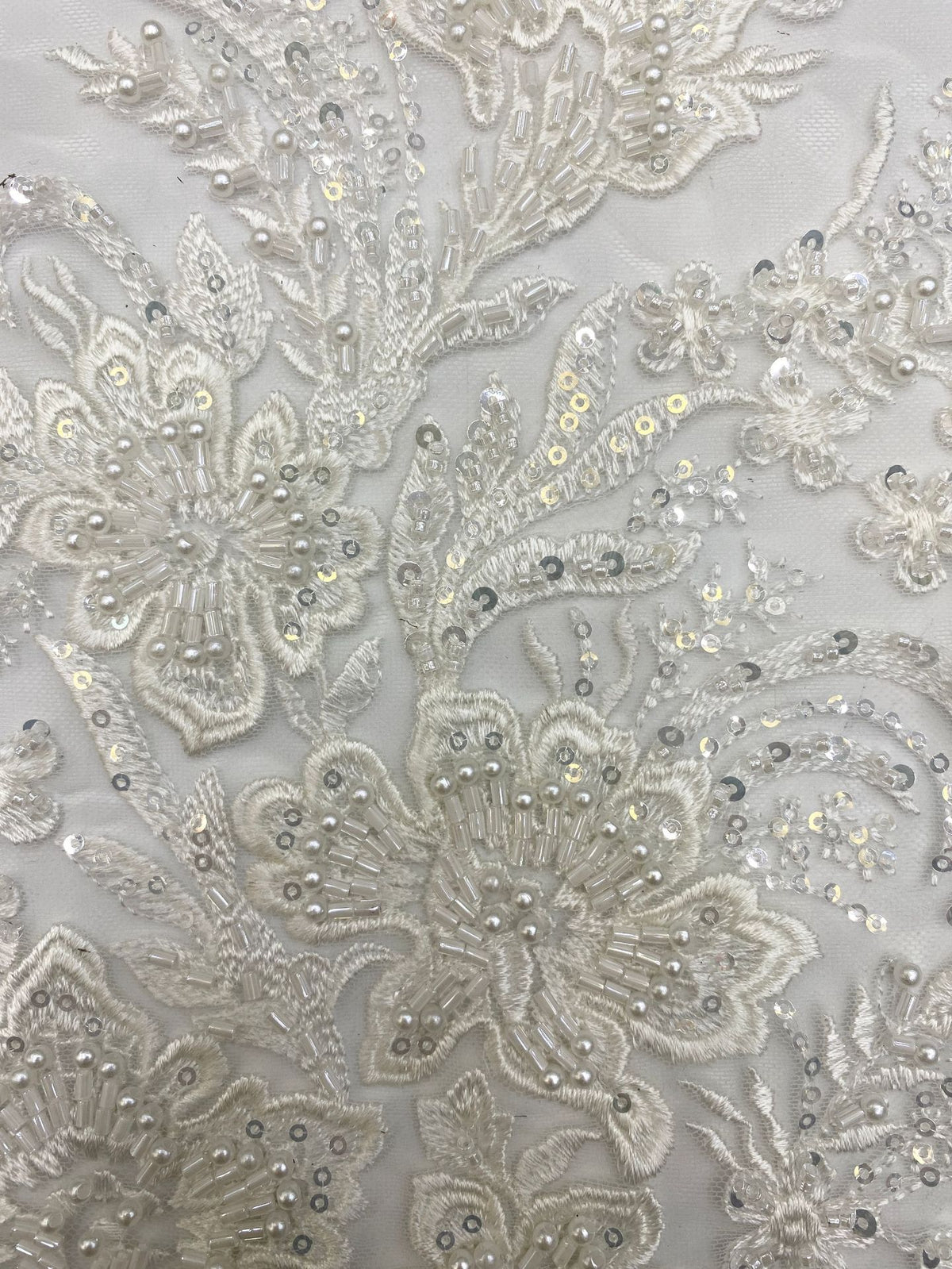 Symmetrical Bugle Bead & 3/4mm Sequin Fabric — fabric photo 5