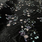 Botanical Sequin Embroidered Velvet Fabric — fabric photo 3