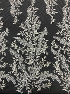 3D 3/7 mm Sequin & White-Core Bead Embroidered Bridal Fabric – Design 50591 — fabric photo 2