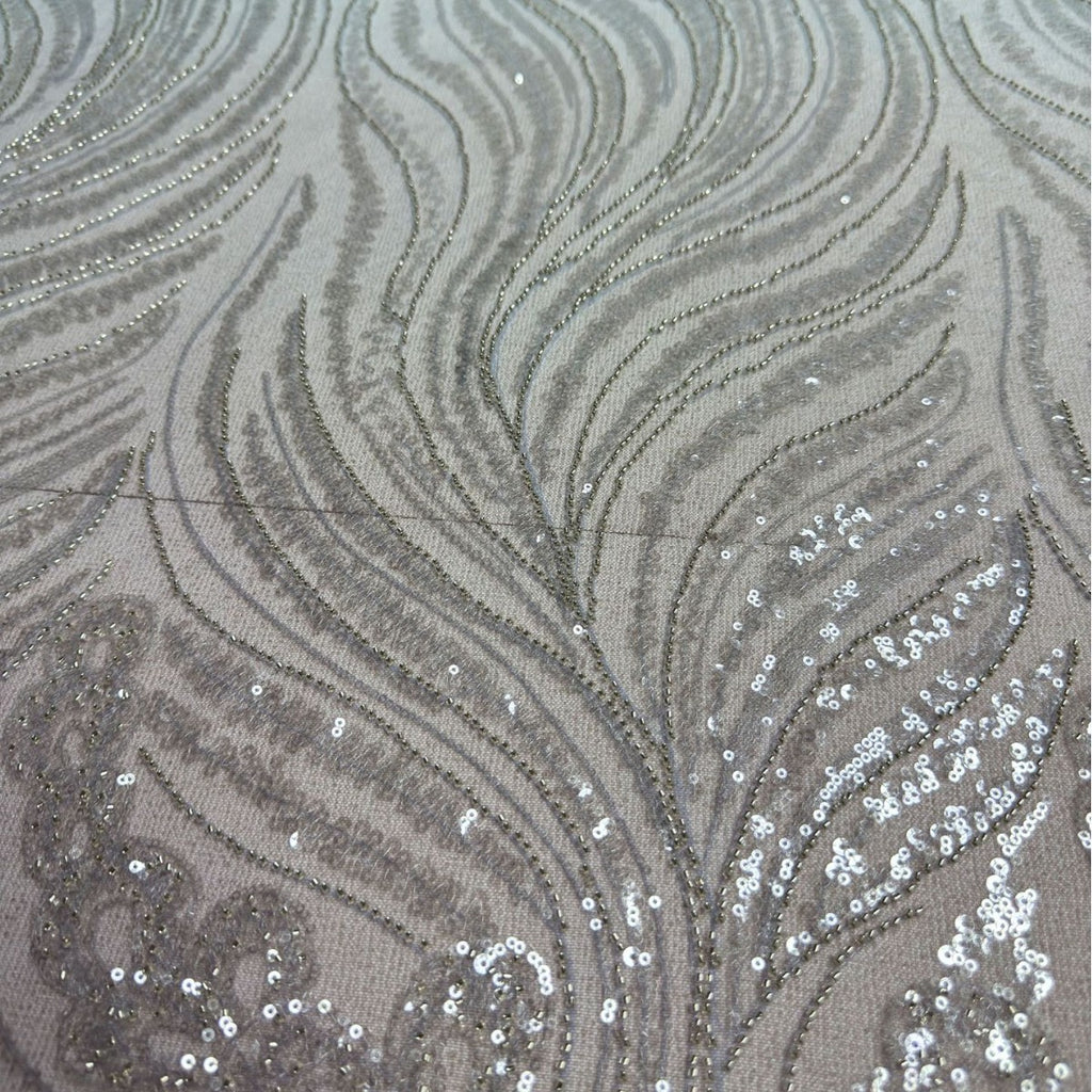Heavy Gradient Sequin & Bugle-Bead Embroidered Lace Fabric — fabric photo 2