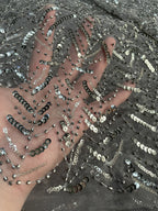 Gray Seed Bead & 3/5mm Sequin Fabric — fabric photo 4