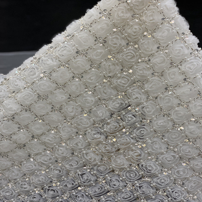 Dense Ribbon Bugle Bead Sequin Fabric — fabric photo 3