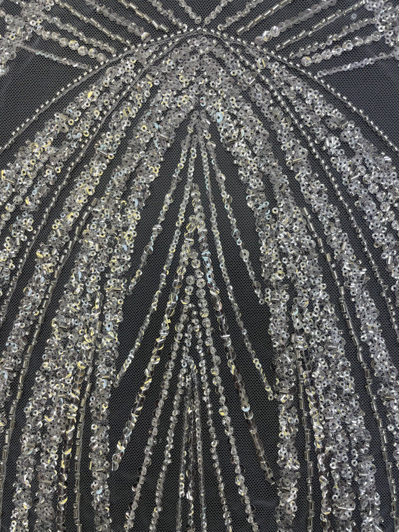 Bugle Bead & 3/5mm Crystal Sequin Fabric — fabric photo 3