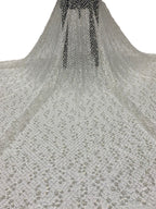 2/4 mm Crystal-Look Sequin & Silver-Bead Embroidered Bridal Fabric – Design 45311