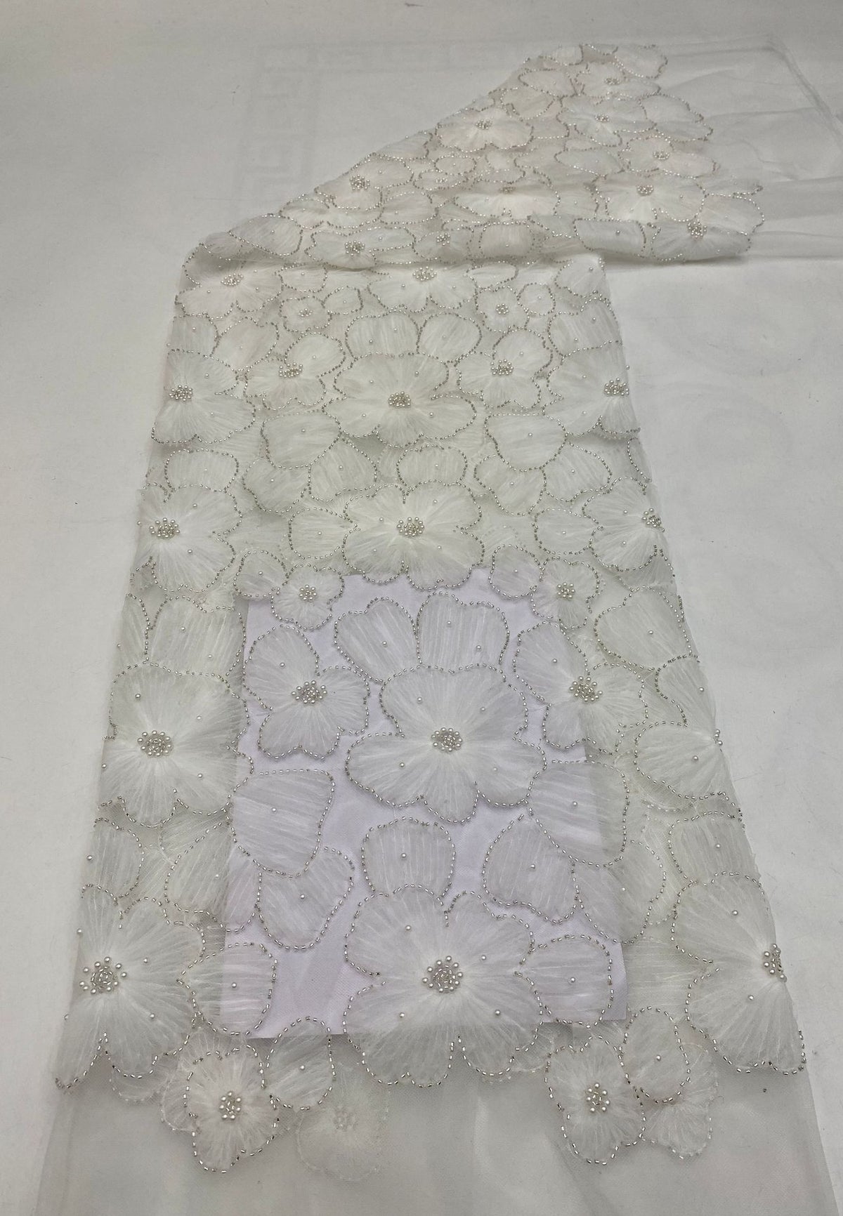 Heavy Disc Foam Bead Sequin Embroidered Fabric — fabric photo 6