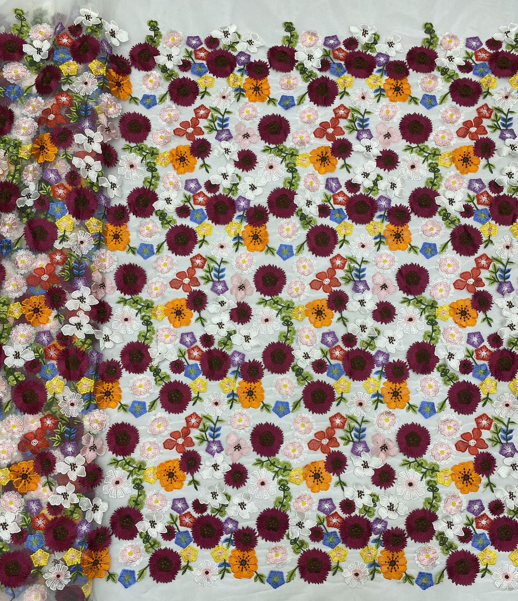 Multicolor Appliqué Bridal Fabric — fabric photo 3