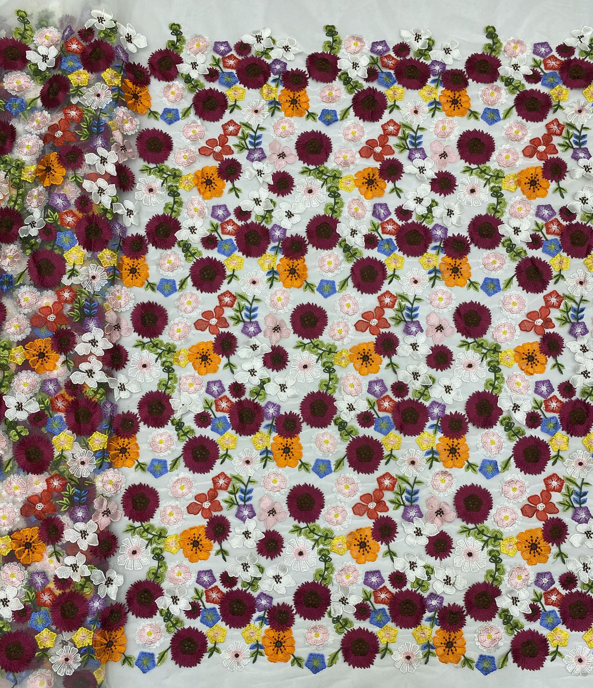 Multicolor Appliqué Bridal Fabric — fabric photo 3