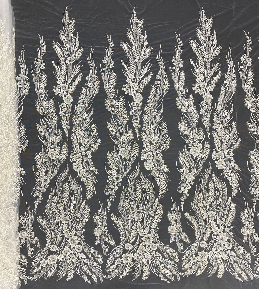 Sequin & Bubble-Bead Embroidered Bridal Fabric – Design 21887 — fabric photo 6