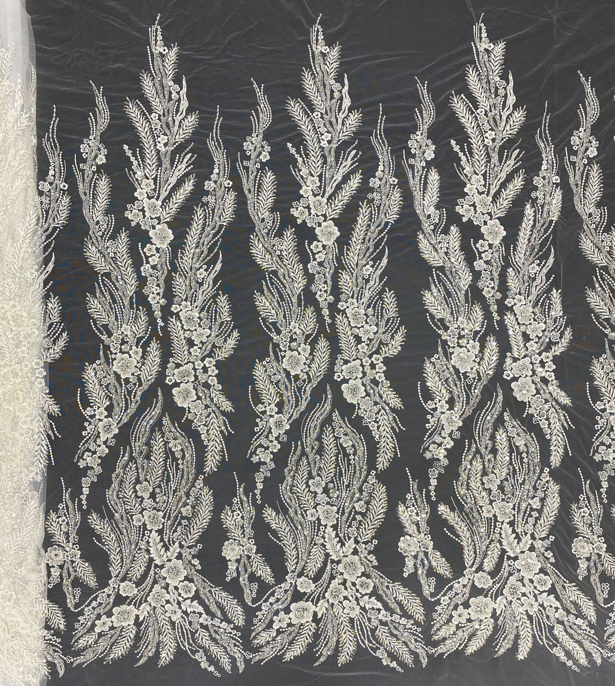Sequin & Bubble-Bead Embroidered Bridal Fabric – Design 21887 — fabric photo 6