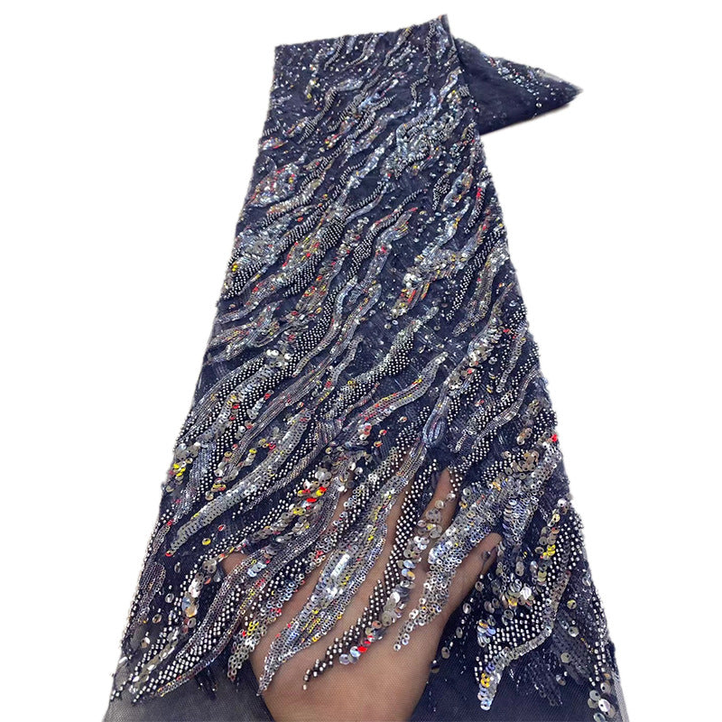 Bugle Bead Sequin Tulle Lace for Wedding Gowns — fabric photo 3