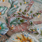 European Floral Printed Bugle Bead Embroidered Fabric – Per Yard — fabric photo 2