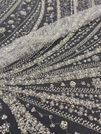 Crystal-Look Sequin & Bubble-Bead Embroidered Bridal Fabric – Design 09407 — fabric photo 5