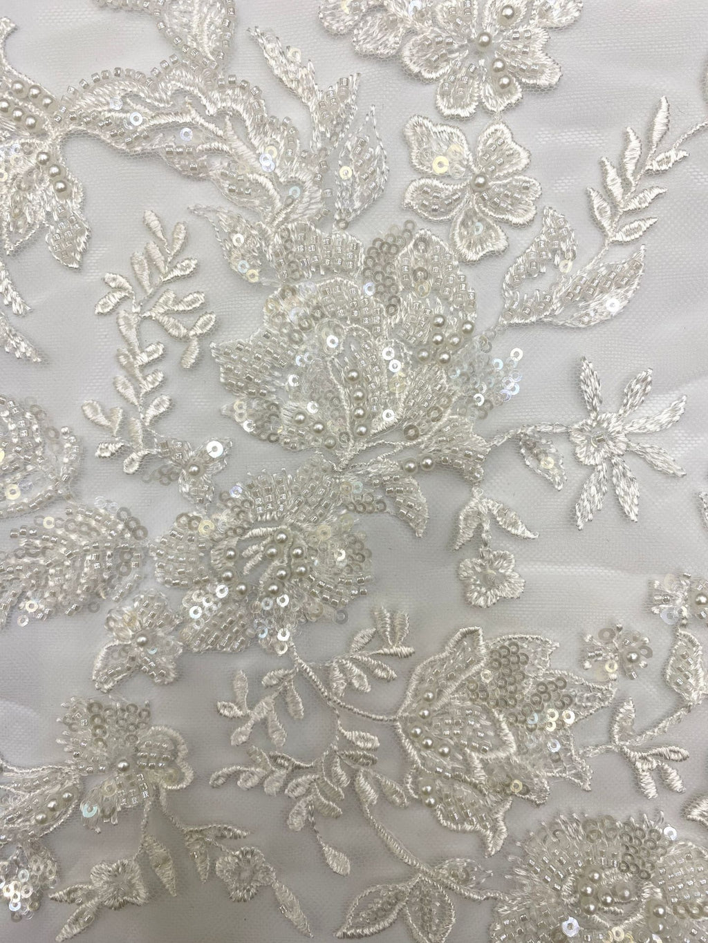 Totem Bugle Bead Sequin Fabric for Wedding Dresses — fabric photo 5