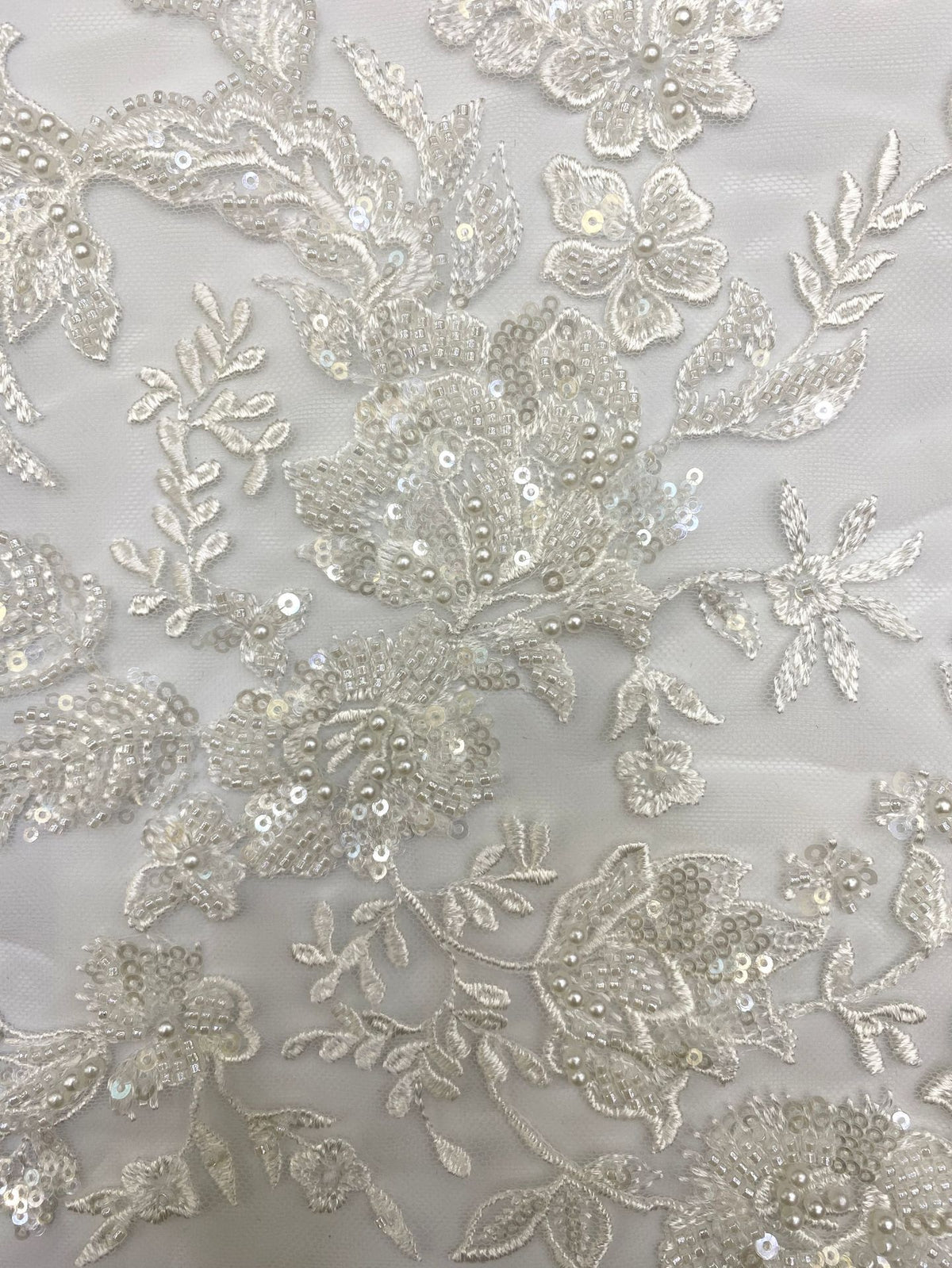 Totem Bugle Bead Sequin Fabric for Wedding Dresses — fabric photo 5
