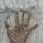 3D 3/5 mm Crystal-Look Sequin & Silver-Bead Embroidered Bridal Fabric – Design 16543 — fabric photo 2
