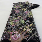 Botanical Print Bugle Bead Sequin Fabric — fabric photo 5