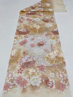 Large Floral Sequin Fabric in Apricot & Black Base — fabric photo 6