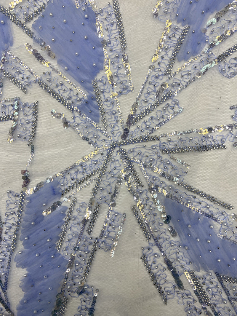 Corded Double-Bead and 4/7 mm Crystal Sequin Fabric — fabric photo 3