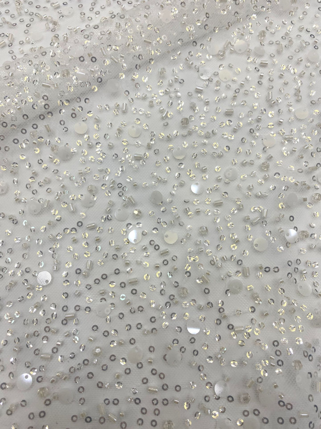 Printed Ribbon Foam Bead & Sequin Embroidery Fabric