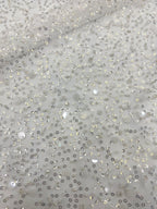 Printed Ribbon Foam Bead & Sequin Embroidery Fabric