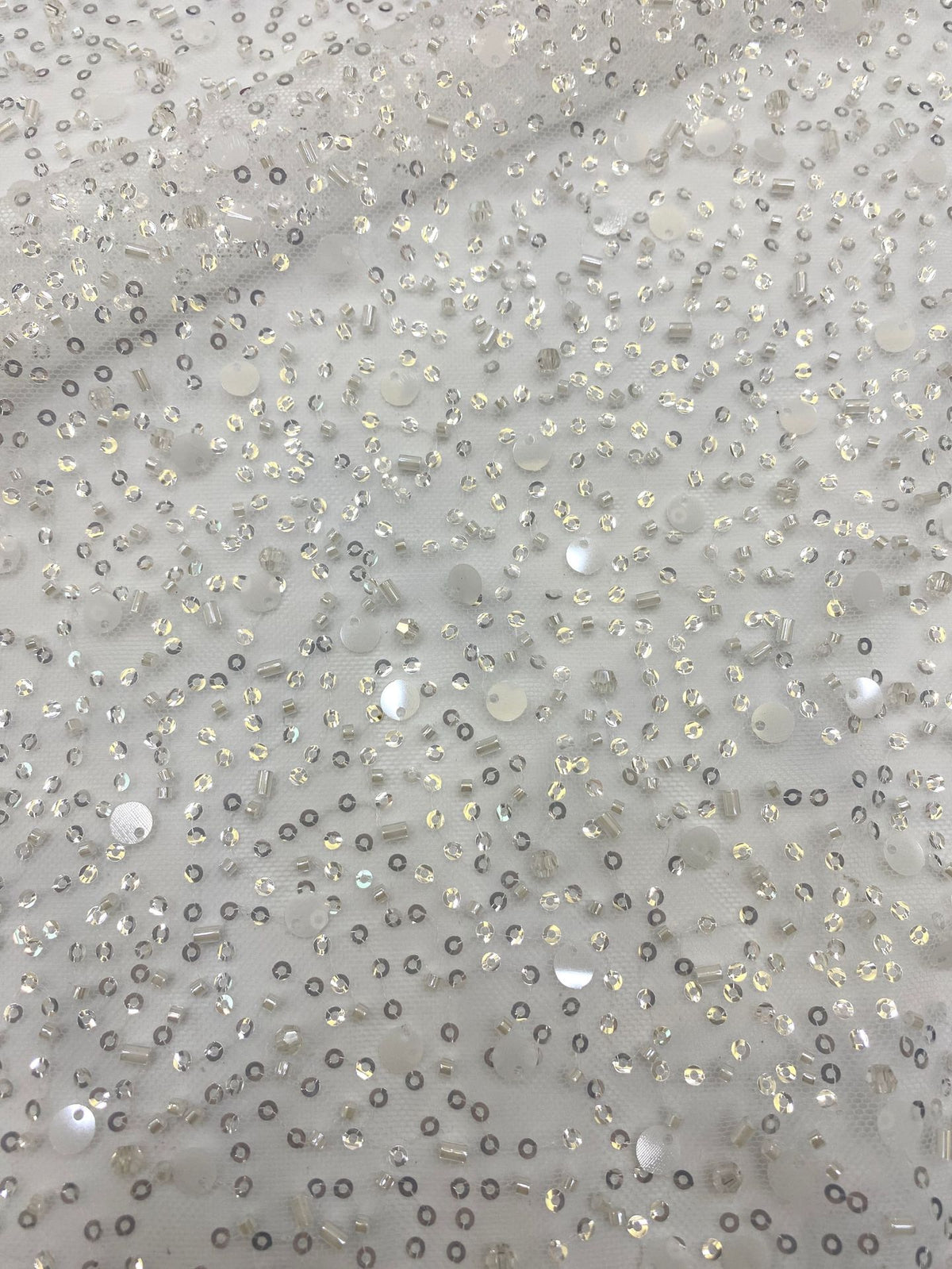 Printed Ribbon Foam Bead & Sequin Embroidery Fabric