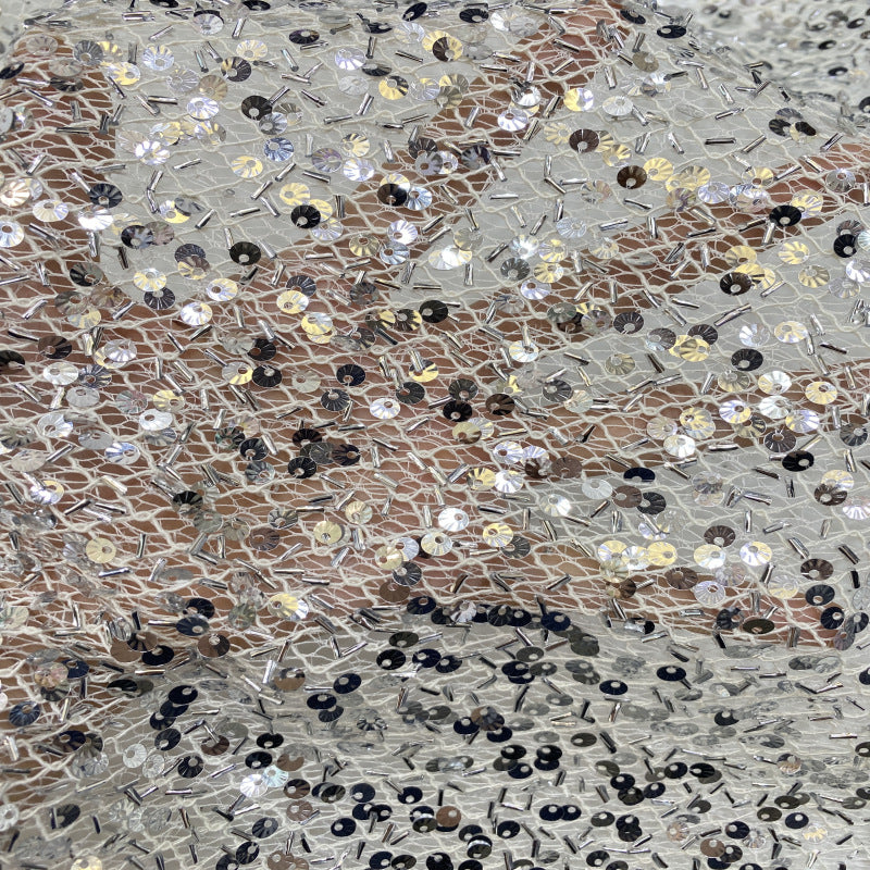 Textured Rope Shell Sequin Embroidered Fabric — fabric photo 4