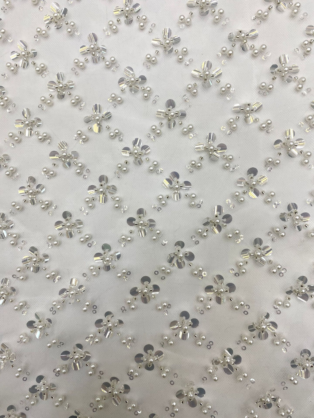 Diamond Foam Bead & 3/7mm Crystal Sequin Fabric — fabric photo 2